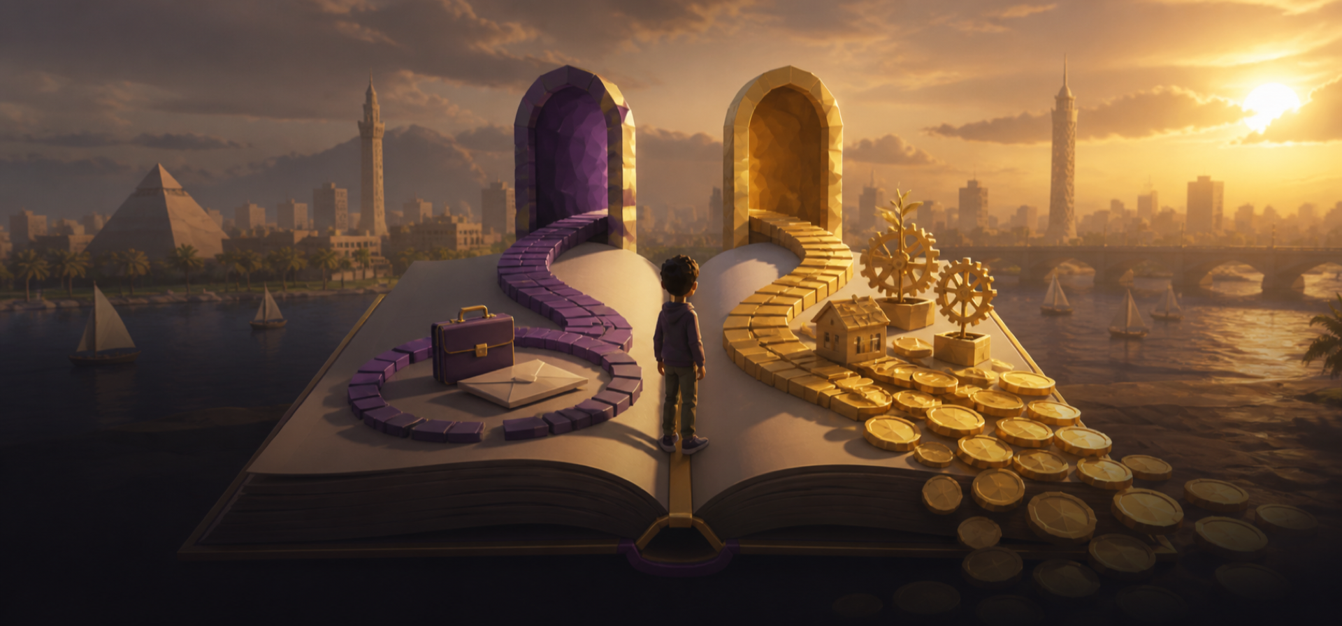 مكتبان متباينان، أحدهما بسيط والآخر عليه مجسم عقار